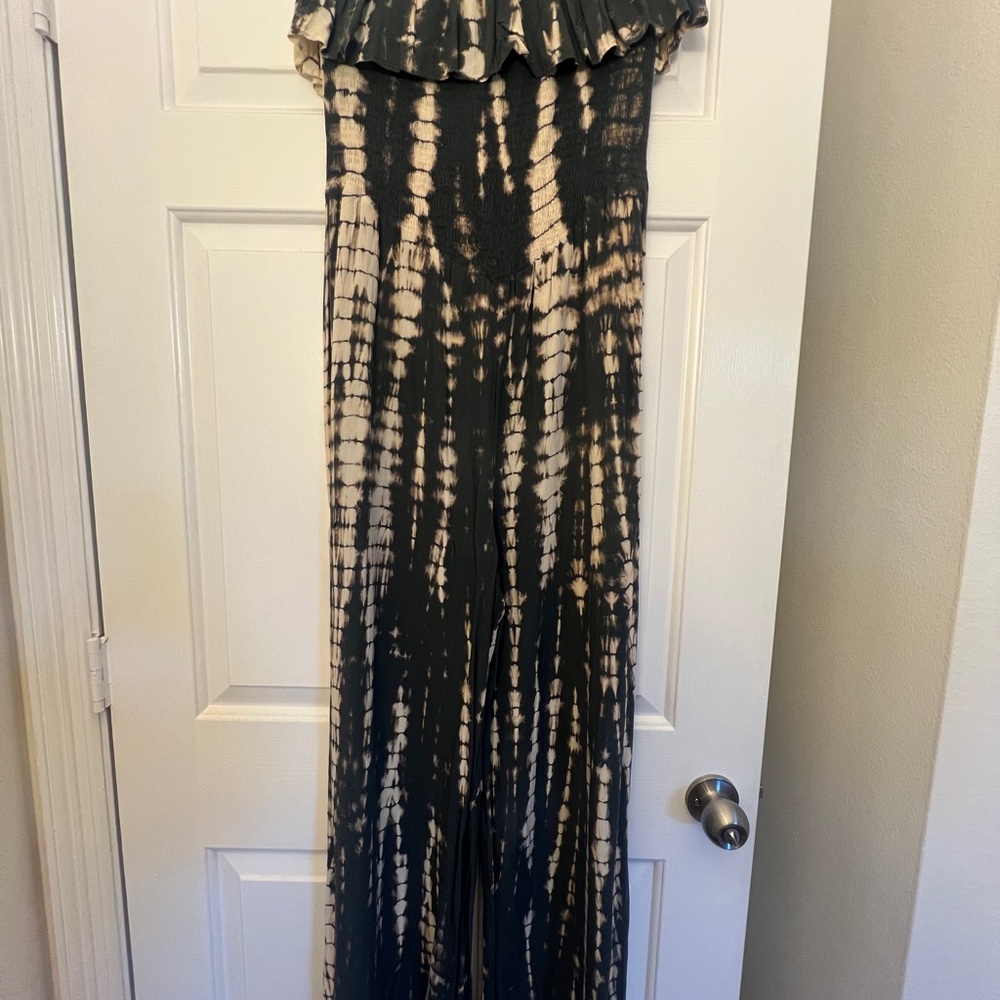 Promesa Gray and Black Tie-Dye Jumpsuit